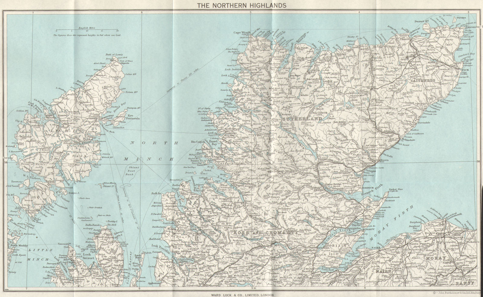 NORTHERN HIGHLANDS. Sutherland Ross & Cromarty Lewis Caithness Scotland 1964 map